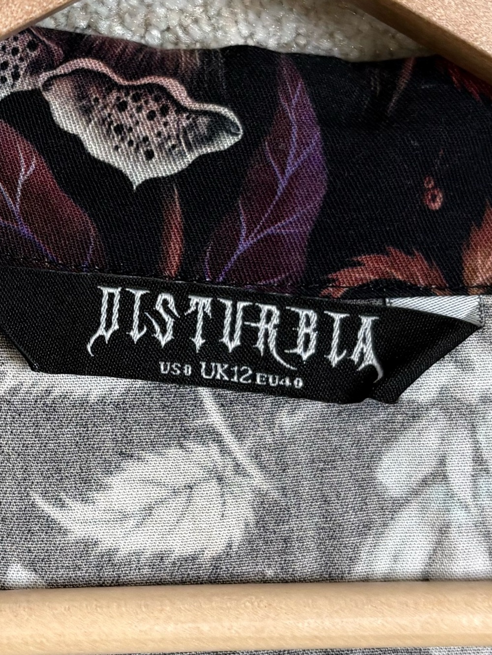 Disturbia Foxglove Midi Shirt Dress Size 8 Dark Floral Woodland Whimsical Print - Picture 3 of 14